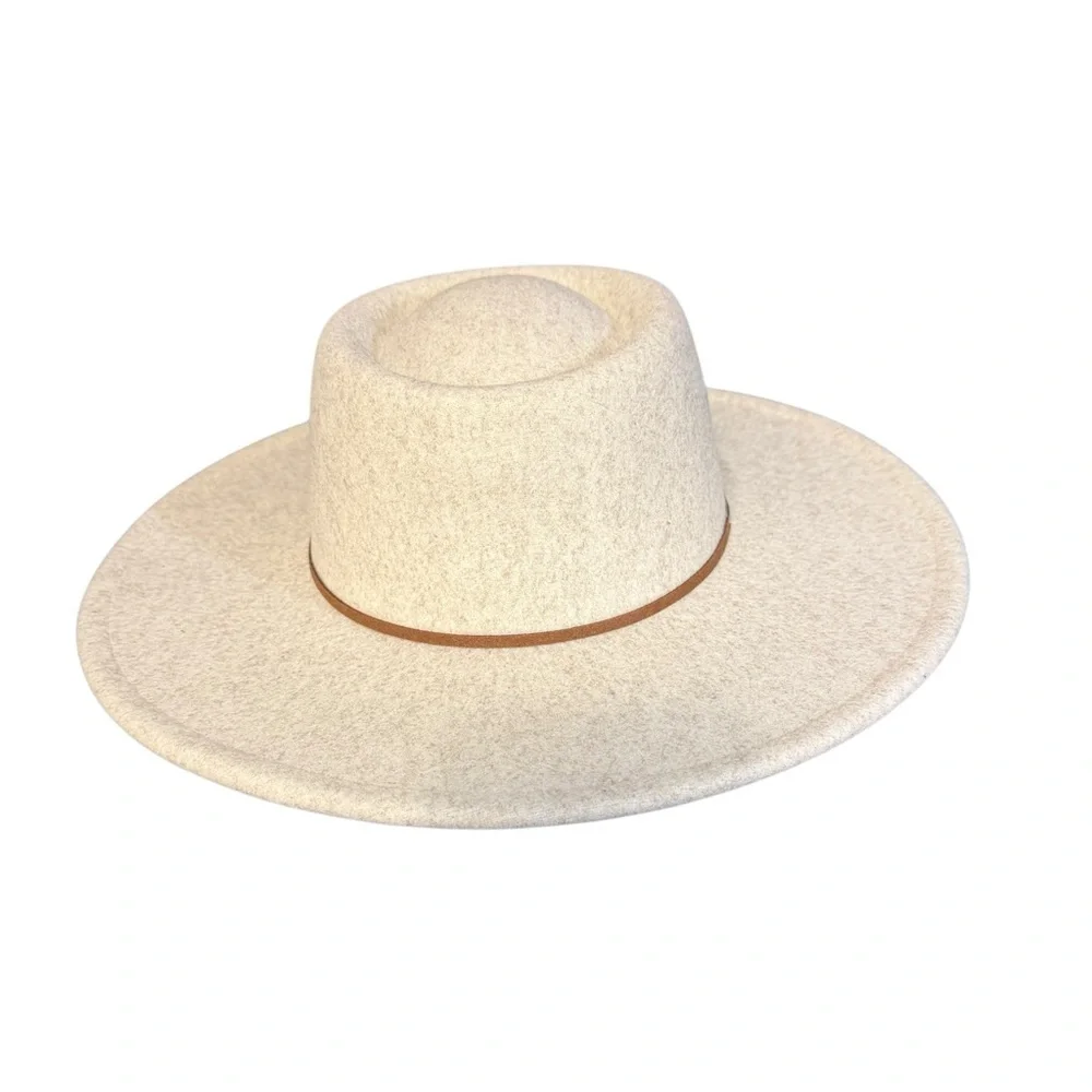Torrid Cream Felted Bolero Wide-Brim Hat with Tan Band NWT